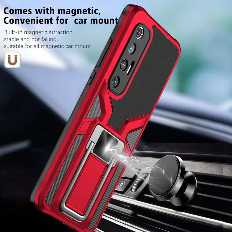 For Xiaomi Mi 10S Armor 2 in 1 PC + TPU Magnetic Shockproof Case with Foldable Holder