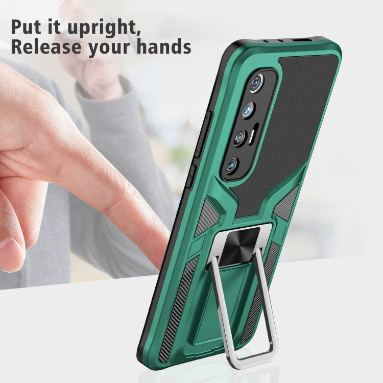For Xiaomi Mi 10S Armor 2 in 1 PC + TPU Magnetic Shockproof Case with Foldable Holder