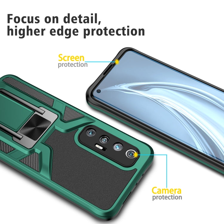 For Xiaomi Mi 10S Armor 2 in 1 PC + TPU Magnetic Shockproof Case with Foldable Holder