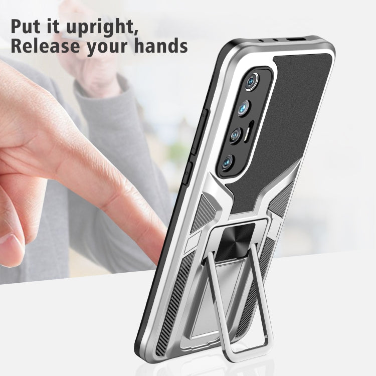For Xiaomi Mi 10S Armor 2 in 1 PC + TPU Magnetic Shockproof Case with Foldable Holder