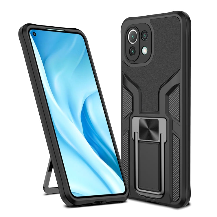 For Xiaomi Mi 11 Lite Armor 2 in 1 PC + TPU Magnetic Shockproof Case with Foldable Holder