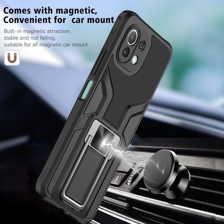 For Xiaomi Mi 11 Lite Armor 2 in 1 PC + TPU Magnetic Shockproof Case with Foldable Holder