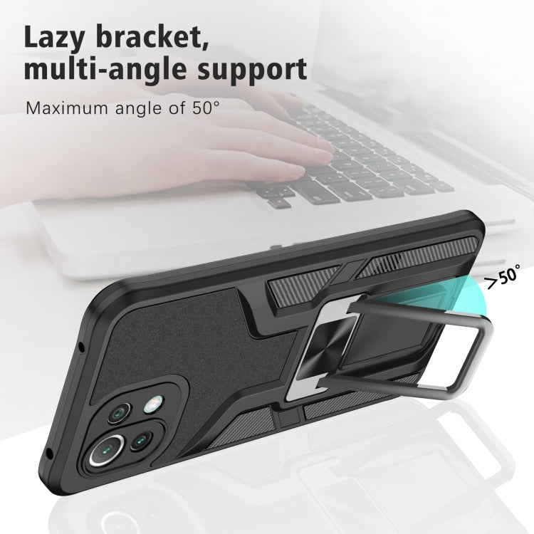 For Xiaomi Mi 11 Lite Armor 2 in 1 PC + TPU Magnetic Shockproof Case with Foldable Holder