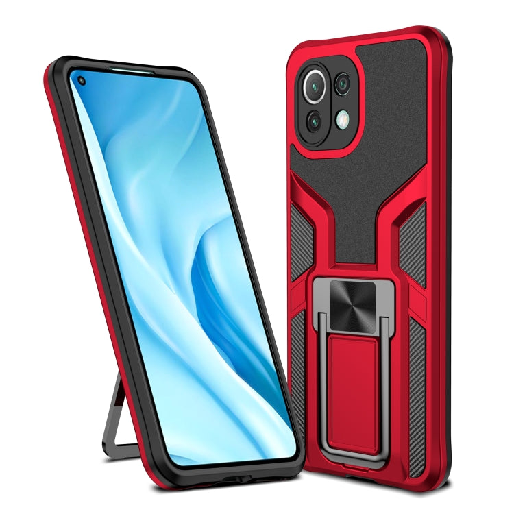 For Xiaomi Mi 11 Lite Armor 2 in 1 PC + TPU Magnetic Shockproof Case with Foldable Holder