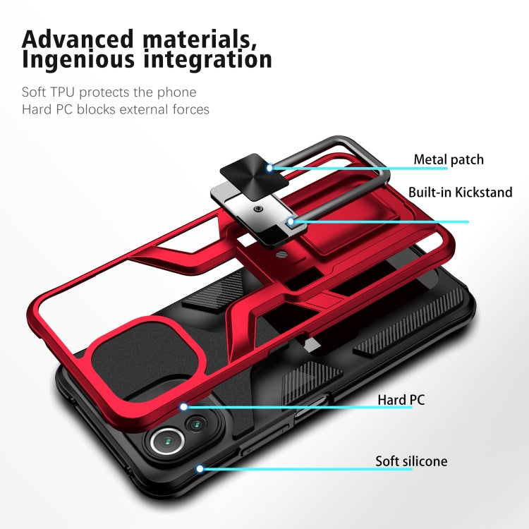For Xiaomi Mi 11 Lite Armor 2 in 1 PC + TPU Magnetic Shockproof Case with Foldable Holder