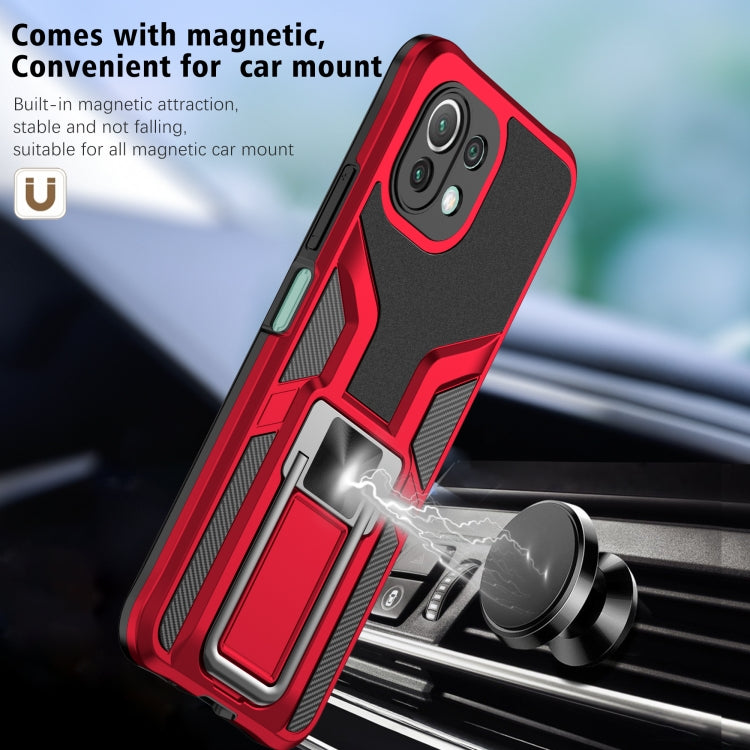 For Xiaomi Mi 11 Lite Armor 2 in 1 PC + TPU Magnetic Shockproof Case with Foldable Holder