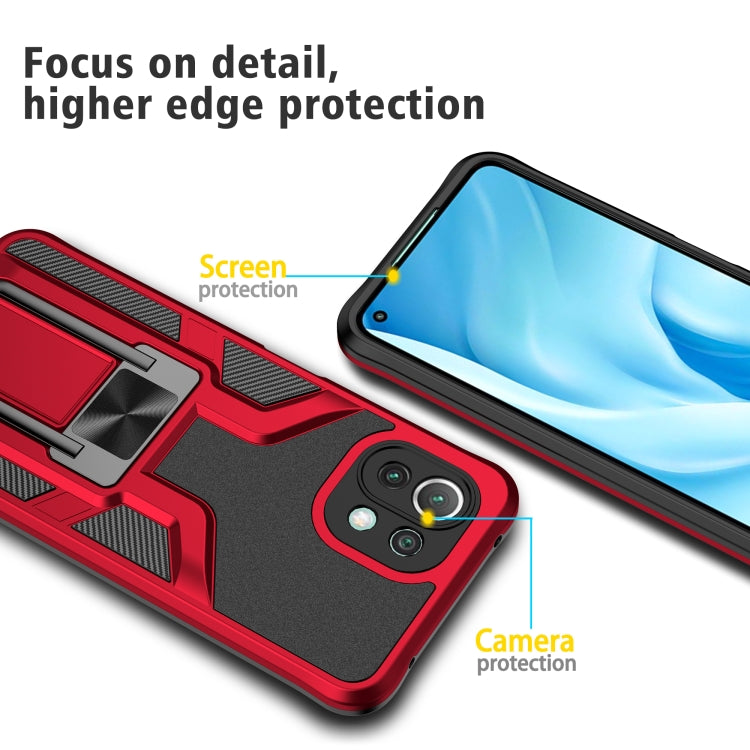 For Xiaomi Mi 11 Lite Armor 2 in 1 PC + TPU Magnetic Shockproof Case with Foldable Holder
