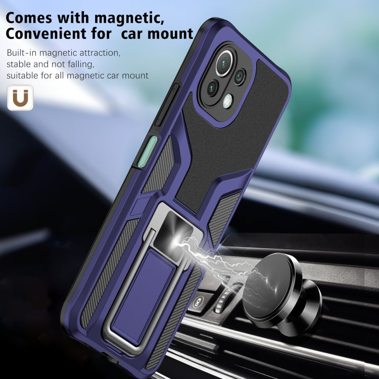 For Xiaomi Mi 11 Lite Armor 2 in 1 PC + TPU Magnetic Shockproof Case with Foldable Holder