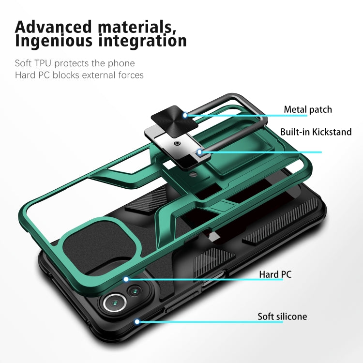 For Xiaomi Mi 11 Lite Armor 2 in 1 PC + TPU Magnetic Shockproof Case with Foldable Holder