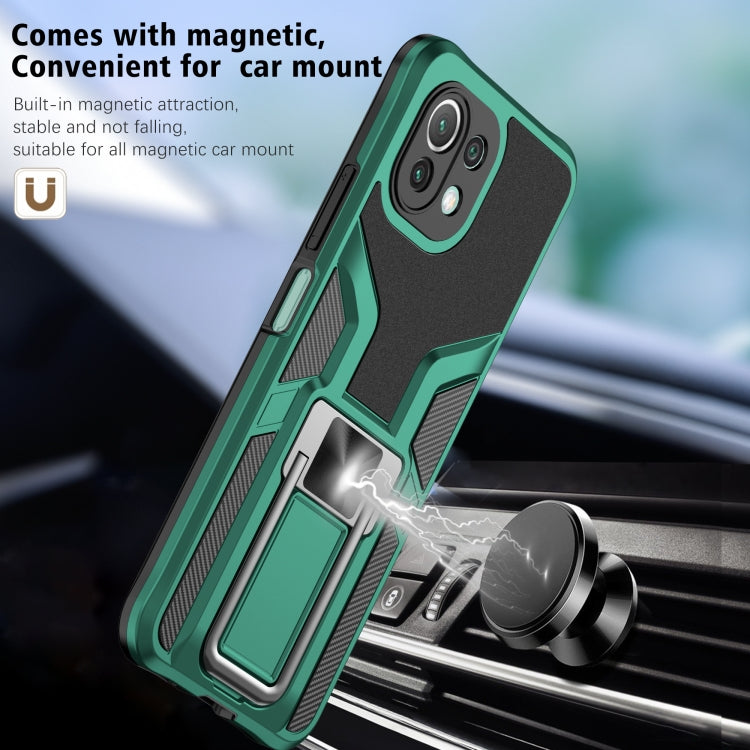 For Xiaomi Mi 11 Lite Armor 2 in 1 PC + TPU Magnetic Shockproof Case with Foldable Holder