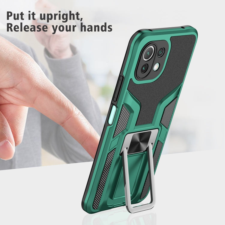 For Xiaomi Mi 11 Lite Armor 2 in 1 PC + TPU Magnetic Shockproof Case with Foldable Holder