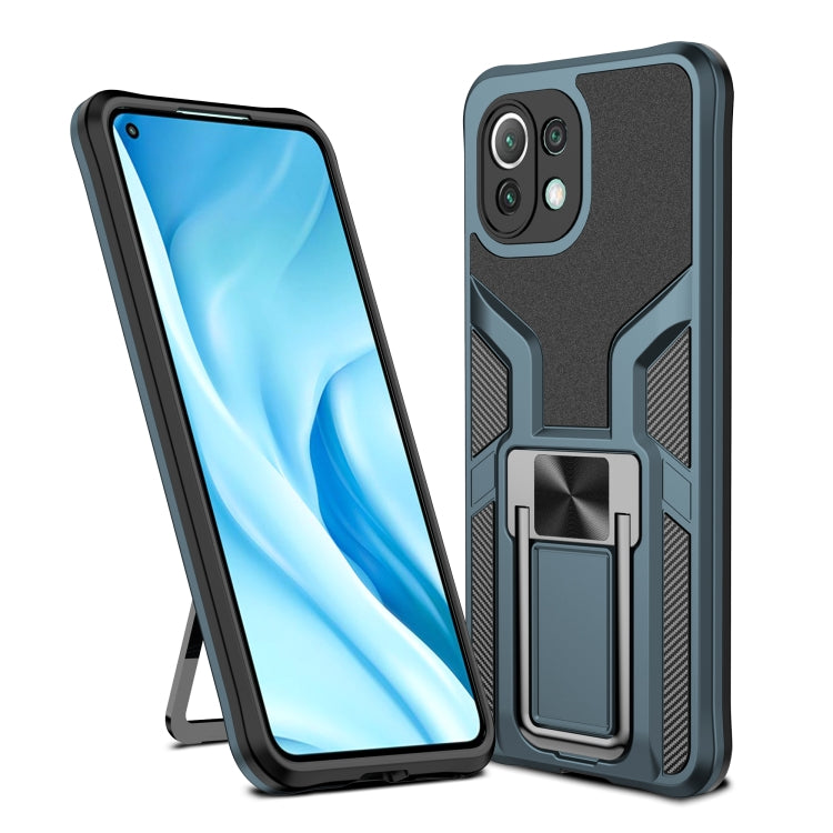 For Xiaomi Mi 11 Lite Armor 2 in 1 PC + TPU Magnetic Shockproof Case with Foldable Holder