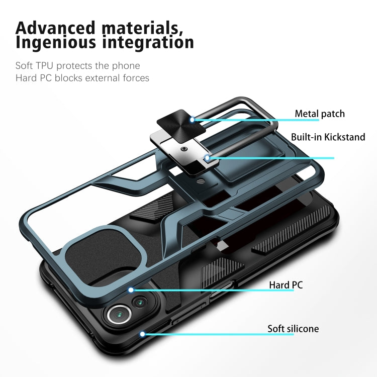 For Xiaomi Mi 11 Lite Armor 2 in 1 PC + TPU Magnetic Shockproof Case with Foldable Holder