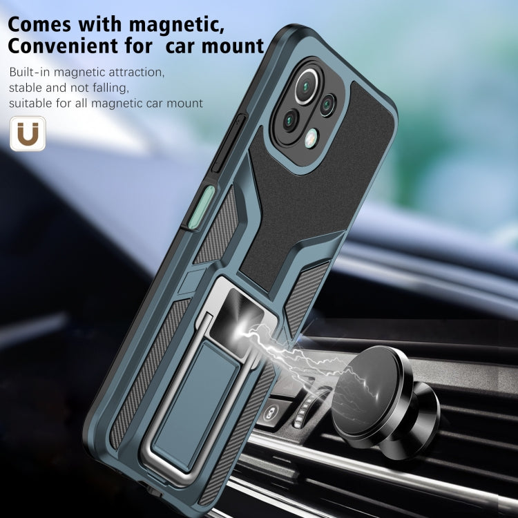 For Xiaomi Mi 11 Lite Armor 2 in 1 PC + TPU Magnetic Shockproof Case with Foldable Holder