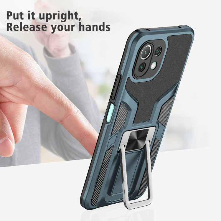 For Xiaomi Mi 11 Lite Armor 2 in 1 PC + TPU Magnetic Shockproof Case with Foldable Holder