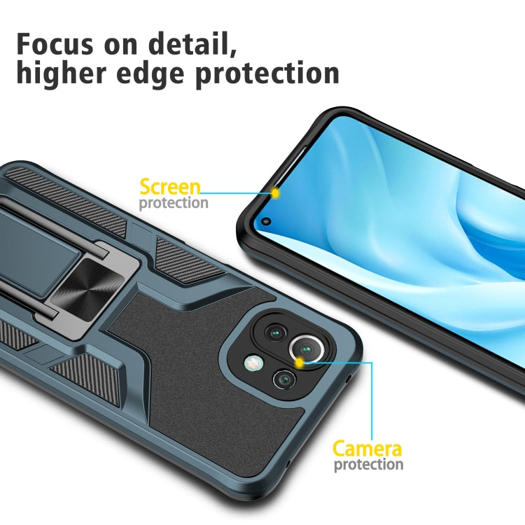 For Xiaomi Mi 11 Lite Armor 2 in 1 PC + TPU Magnetic Shockproof Case with Foldable Holder