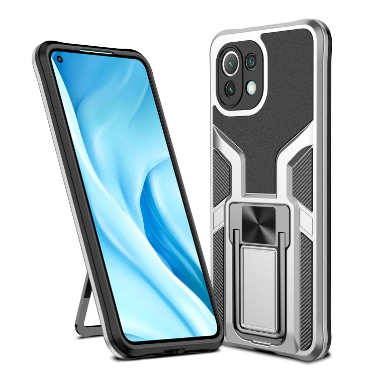 For Xiaomi Mi 11 Lite Armor 2 in 1 PC + TPU Magnetic Shockproof Case with Foldable Holder