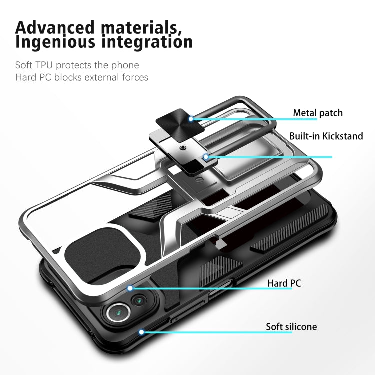 For Xiaomi Mi 11 Lite Armor 2 in 1 PC + TPU Magnetic Shockproof Case with Foldable Holder