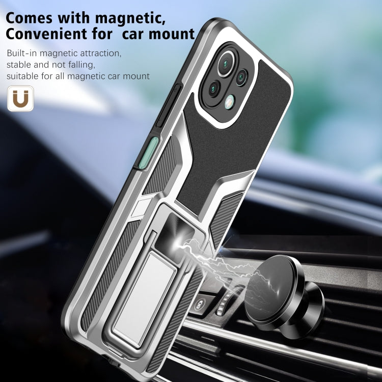 For Xiaomi Mi 11 Lite Armor 2 in 1 PC + TPU Magnetic Shockproof Case with Foldable Holder