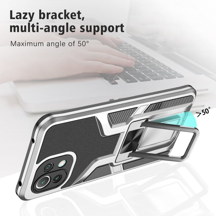 For Xiaomi Mi 11 Lite Armor 2 in 1 PC + TPU Magnetic Shockproof Case with Foldable Holder