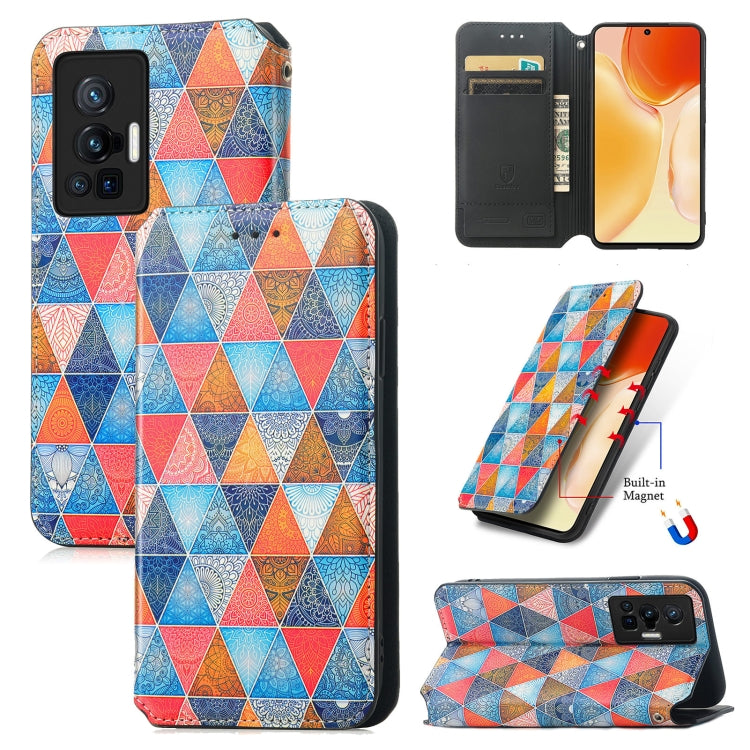 For vivo X70 Pro Colorful Magnetic Horizontal Flip Leather Phone Case with Holder & Card Slot & Wallet