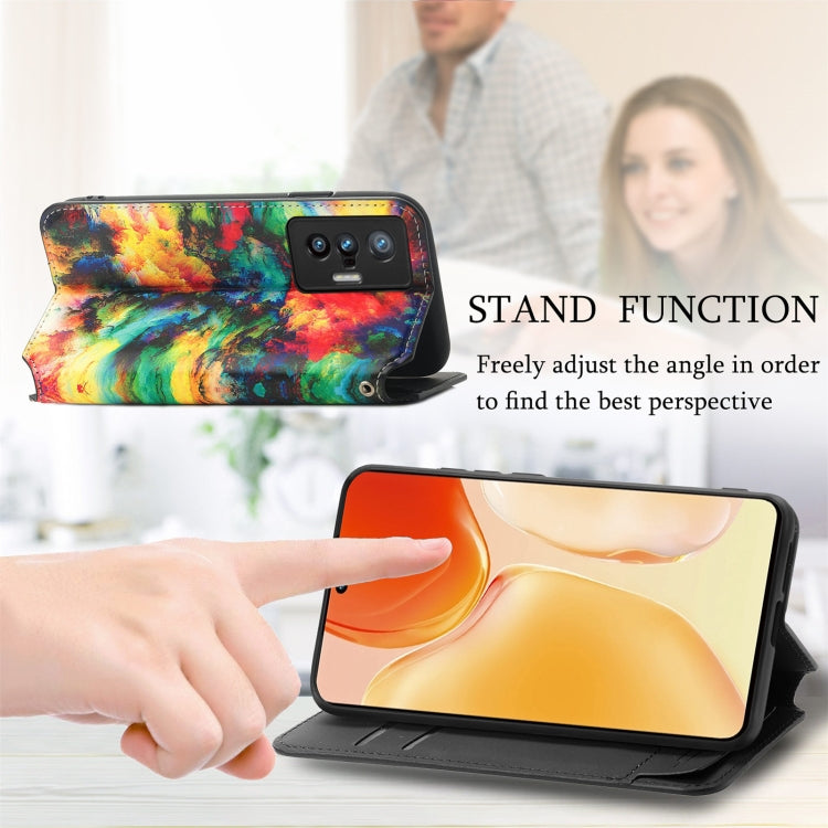For vivo X70 Colorful Magnetic Horizontal Flip Leather Phone Case with Holder & Card Slot & Wallet