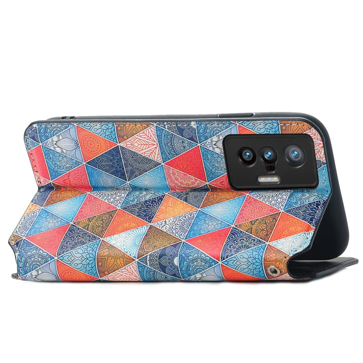 For vivo X70 Colorful Magnetic Horizontal Flip Leather Phone Case with Holder & Card Slot & Wallet