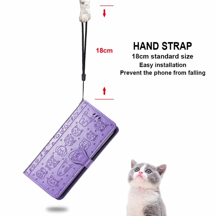 For vivo X70 Pro Lovely Cat and Dog Embossing Pattern Horizontal Flip Leather Phone Case with Holder & Card Slots & Wallet & Cartoon Clasp & Lanyard