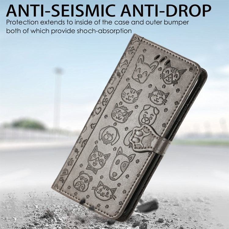 For vivo X70 Pro Lovely Cat and Dog Embossing Pattern Horizontal Flip Leather Phone Case with Holder & Card Slots & Wallet & Cartoon Clasp & Lanyard