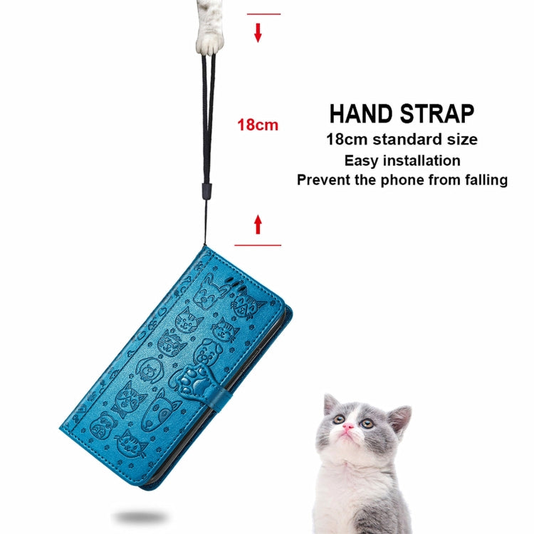 For vivo X70 Pro Lovely Cat and Dog Embossing Pattern Horizontal Flip Leather Phone Case with Holder & Card Slots & Wallet & Cartoon Clasp & Lanyard