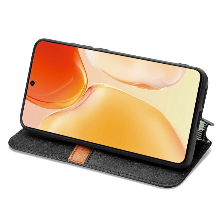 For vivo X70 Cubic Grid Pressed Horizontal Flip Magnetic Leather Phone Case with Holder & Card Slots & Wallet