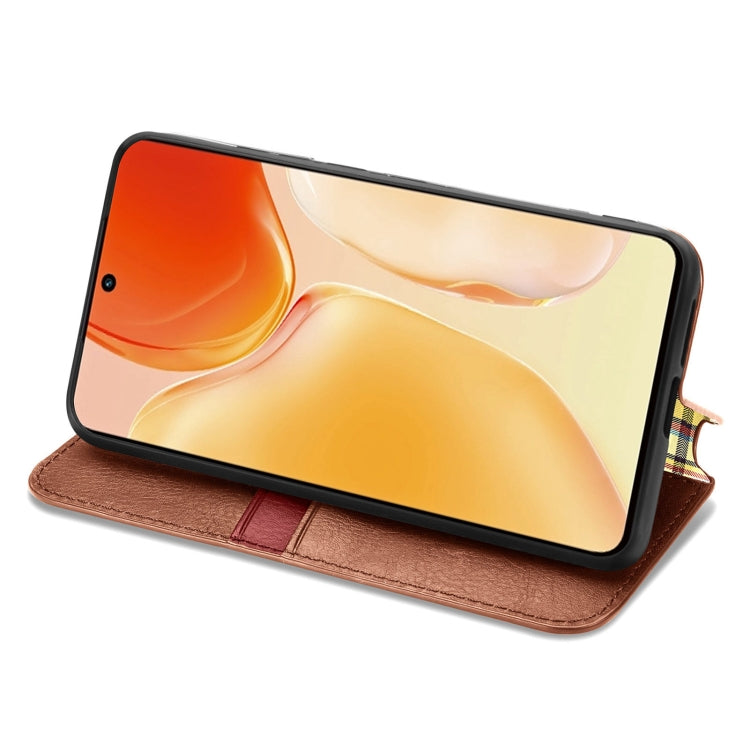 For vivo X70 Cubic Grid Pressed Horizontal Flip Magnetic Leather Phone Case with Holder & Card Slots & Wallet