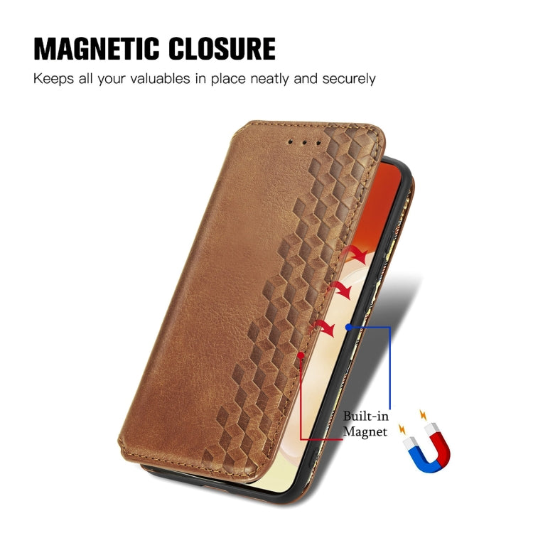 For vivo X70 Cubic Grid Pressed Horizontal Flip Magnetic Leather Phone Case with Holder & Card Slots & Wallet