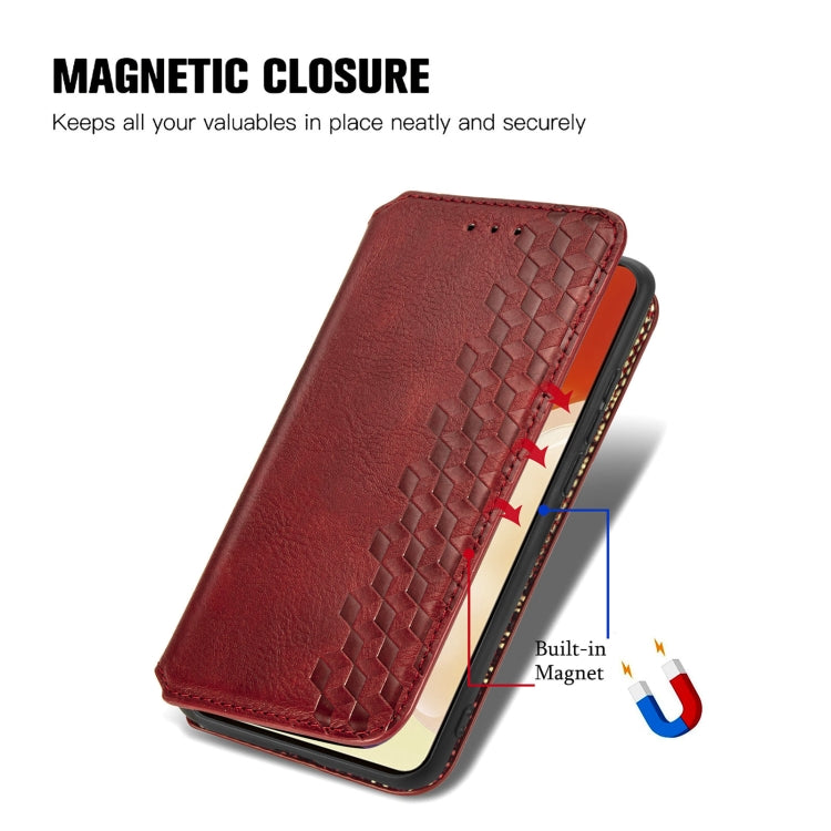 For vivo X70 Cubic Grid Pressed Horizontal Flip Magnetic Leather Phone Case with Holder & Card Slots & Wallet