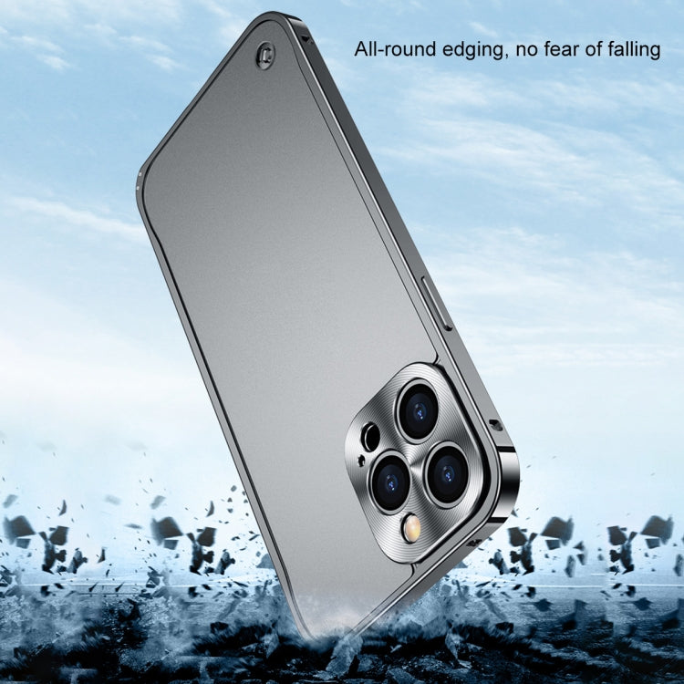 For iPhone 13 Pro Max Metal Frame Frosted PC Shockproof Phone Case