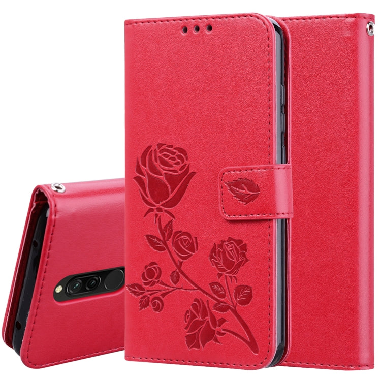 For Xiaomi Redmi 8 Rose Embossed Horizontal Flip PU Leather Case, with Holder & Card Slots & Wallet