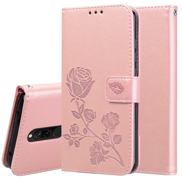 For Xiaomi Redmi 8 Rose Embossed Horizontal Flip PU Leather Case, with Holder & Card Slots & Wallet