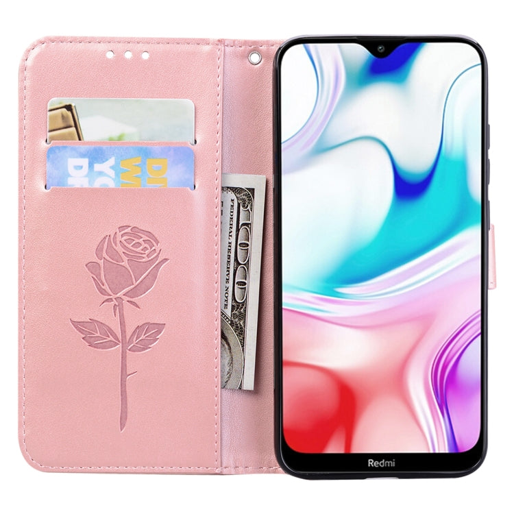 For Xiaomi Redmi 8 Rose Embossed Horizontal Flip PU Leather Case, with Holder & Card Slots & Wallet