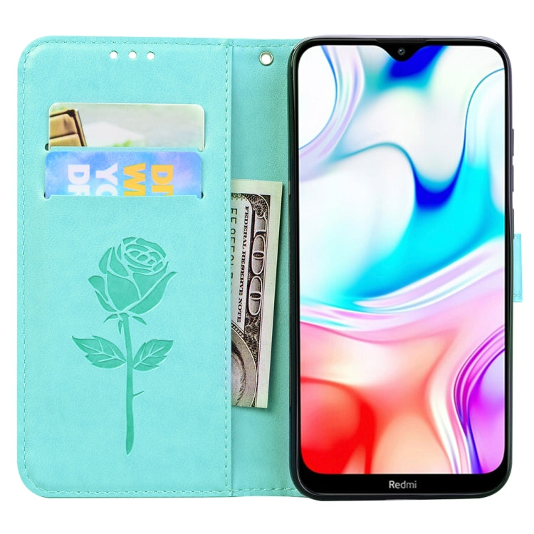 For Xiaomi Redmi 8 Rose Embossed Horizontal Flip PU Leather Case, with Holder & Card Slots & Wallet