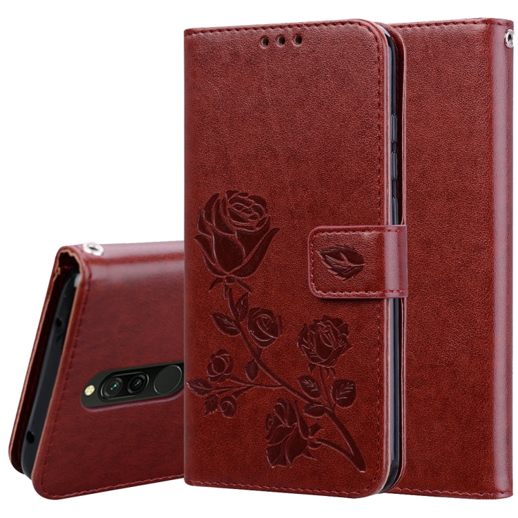 For Xiaomi Redmi 8 Rose Embossed Horizontal Flip PU Leather Case, with Holder & Card Slots & Wallet