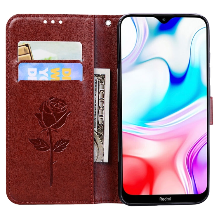 For Xiaomi Redmi 8 Rose Embossed Horizontal Flip PU Leather Case, with Holder & Card Slots & Wallet