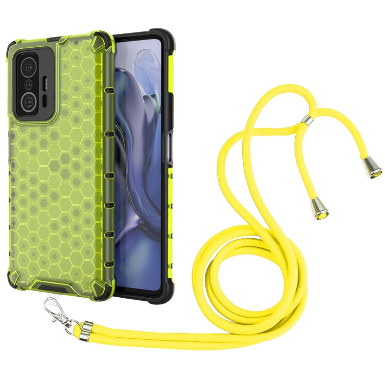 For Xiaomi Mi 11T / 11T Pro Shockproof Honeycomb PC + TPU Case with Neck Lanyard