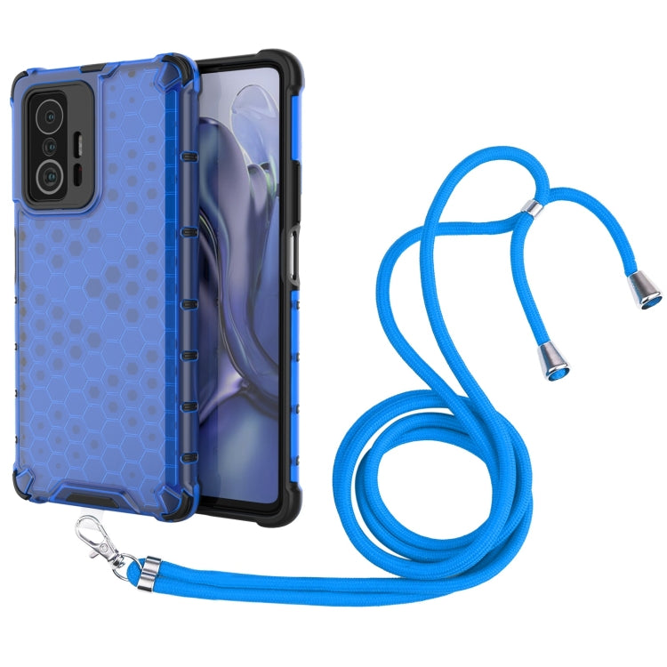 For Xiaomi Mi 11T / 11T Pro Shockproof Honeycomb PC + TPU Case with Neck Lanyard