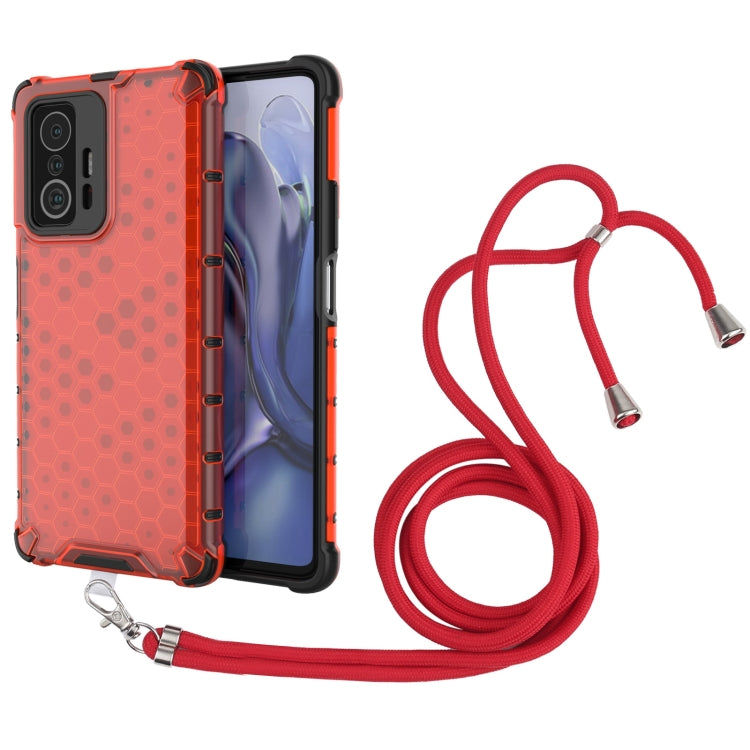 For Xiaomi Mi 11T / 11T Pro Shockproof Honeycomb PC + TPU Case with Neck Lanyard