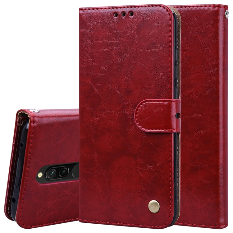 For Xiaomi Redmi 8 Business Style Oil Wax Texture Horizontal Flip Leather Case, with Holder & Card Slots & Wallet