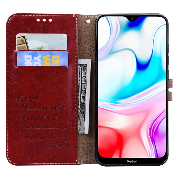 For Xiaomi Redmi 8 Business Style Oil Wax Texture Horizontal Flip Leather Case, with Holder & Card Slots & Wallet