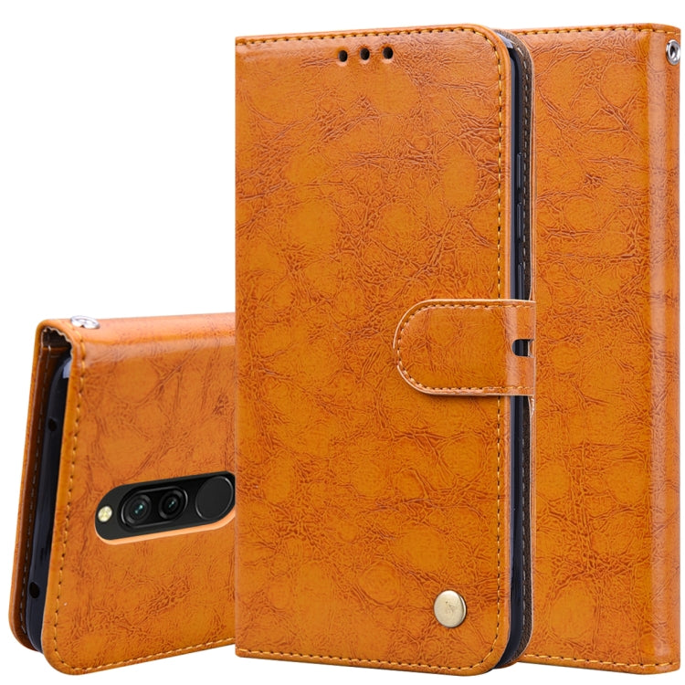 For Xiaomi Redmi 8 Business Style Oil Wax Texture Horizontal Flip Leather Case, with Holder & Card Slots & Wallet