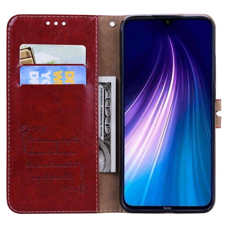 For Xiaomi Redmi Note 8 Business Style Oil Wax Texture Horizontal Flip Leather Case, with Holder & Card Slots & Wallet
