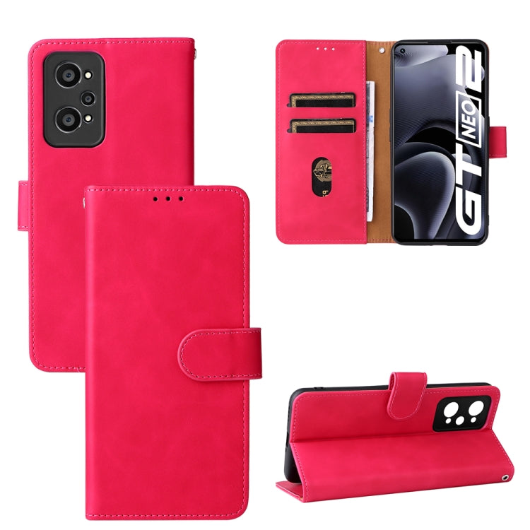 For OPPO Realme GT Neo2 Solid Color Skin Feel Magnetic Buckle Horizontal Flip Calf Texture PU Phone Case