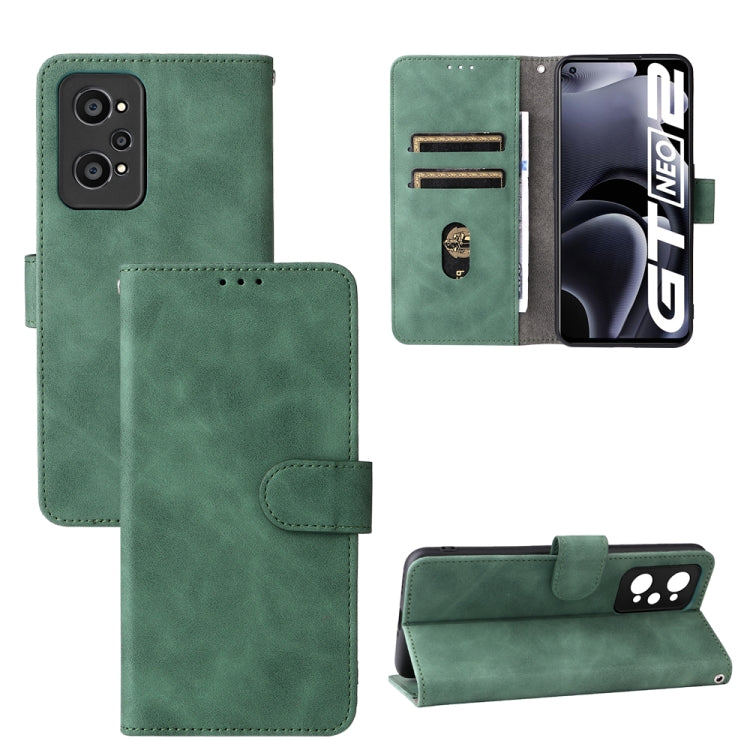 For OPPO Realme GT Neo2 Solid Color Skin Feel Magnetic Buckle Horizontal Flip Calf Texture PU Phone Case
